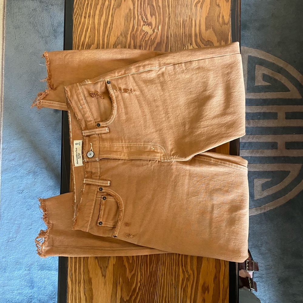 Hand dyed camel jeans